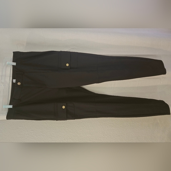 HALARA Pants - HALARA Black Pants with Gold Button Day Stretch High Waisted Zipper Pockets